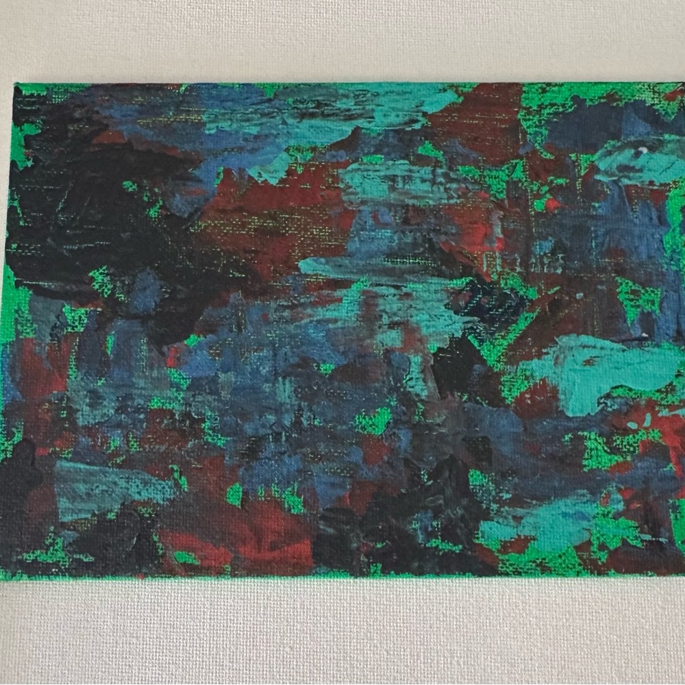 New Acrylic Shining Sea Art Abstract New 5x7 Canvas Love New Painting Green